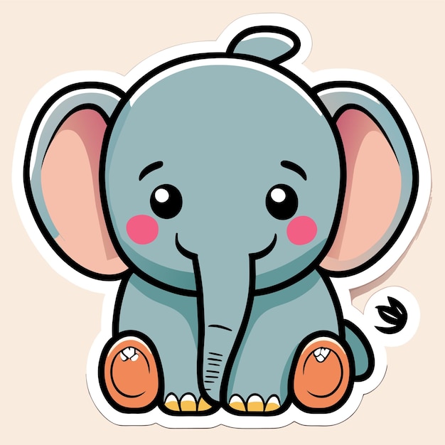 Lindo bebé elefante dibujado a mano dibujos animados pegatina icono concepto aislado ilustración