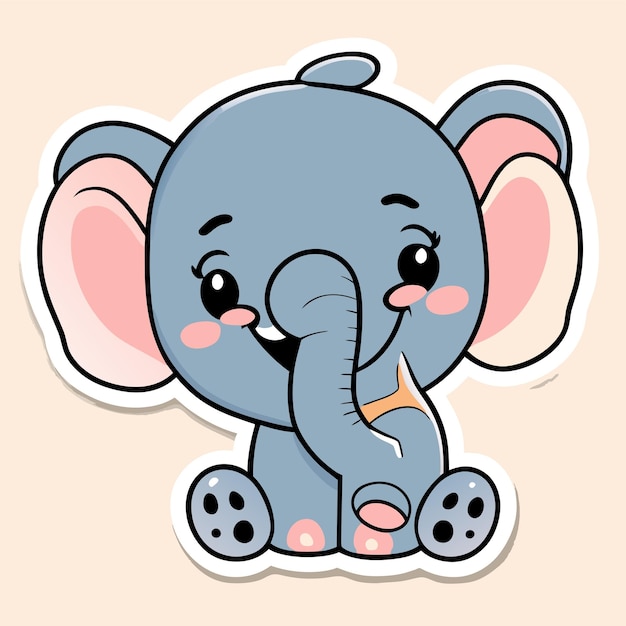 Vector lindo bebé elefante dibujado a mano dibujos animados pegatina icono concepto aislado ilustración