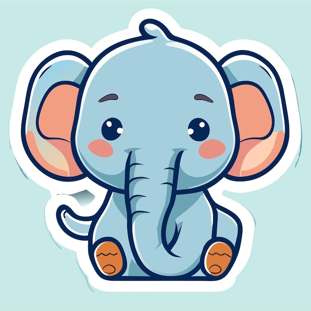 Lindo bebé elefante dibujado a mano dibujos animados pegatina icono concepto aislado ilustración