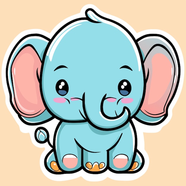 Lindo bebé elefante dibujado a mano dibujos animados pegatina icono concepto aislado ilustración