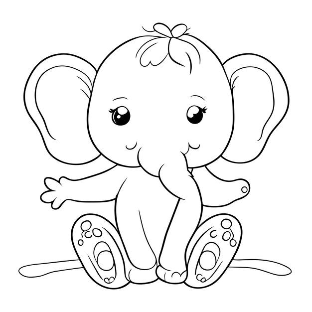 Lindo bebé elefante dibujado a mano pegatina de dibujos animados icono concepto ilustración aislada