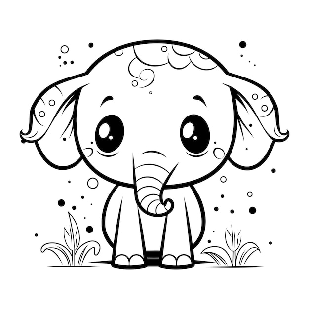 Vector lindo bebé elefante libro para colorear para niños ilustración vectorial