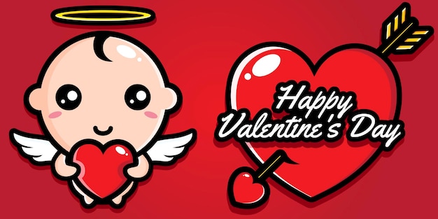 Vector lindo bebé con un feliz dia de san valentin