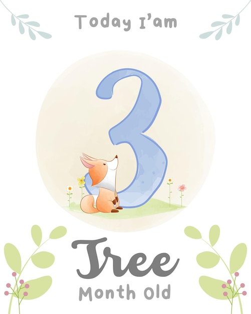 Lindo bebé Fox Baby Milestone Cards Animales lindos