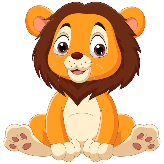 Lindo bebé león de dibujos animados sentado