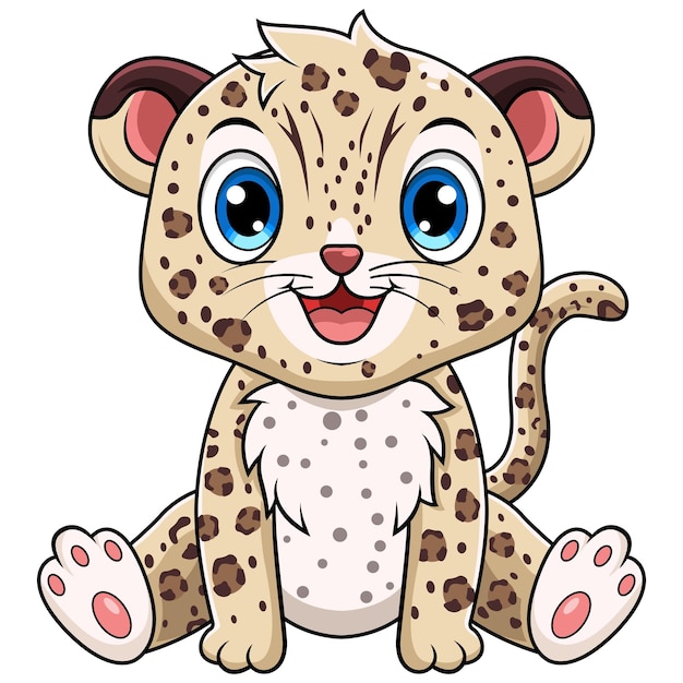 El lindo bebé leopardo de dibujos animados sentado