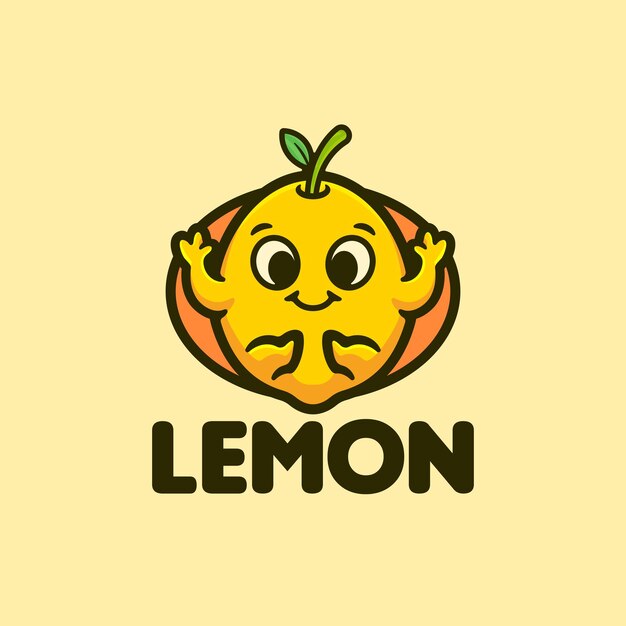El lindo bebé limón con la mano agitando el diseño del logotipo del personaje de la mascota de dibujos animados