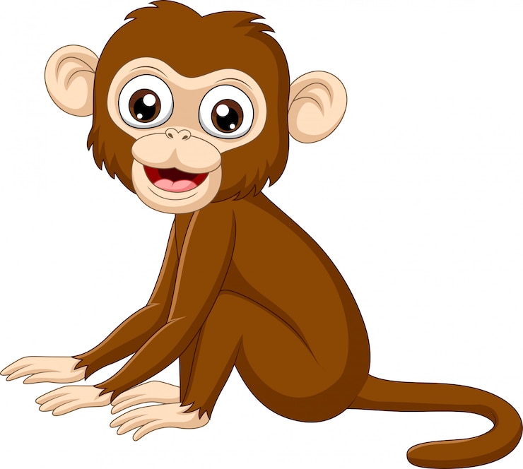 Vector lindo bebé mono sentado