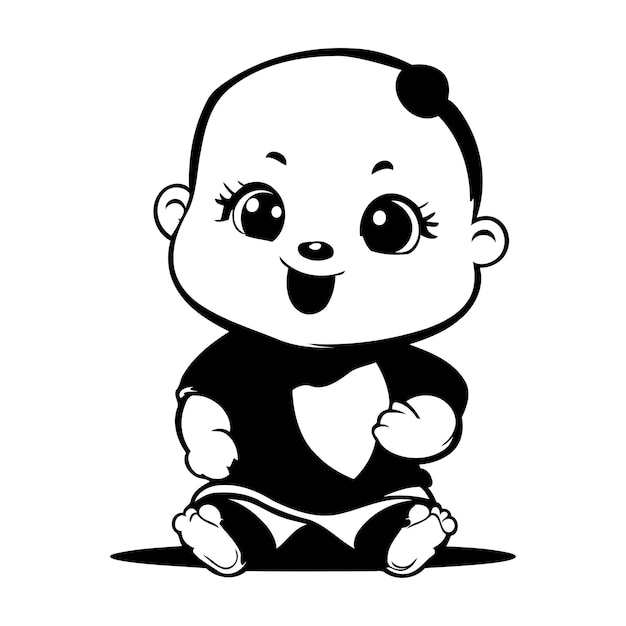 Lindo, bebé, niño, caricatura, aislado, blanco, plano de fondo, vector, ilustración