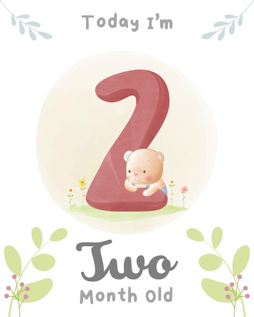 Lindo bebé oso Baby shower hito tarjetas 02 meses de edad