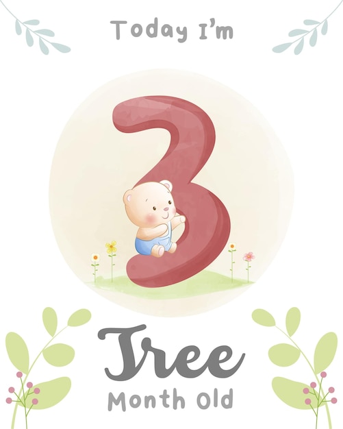 Lindo bebé oso Baby shower hito tarjetas 03 meses de edad