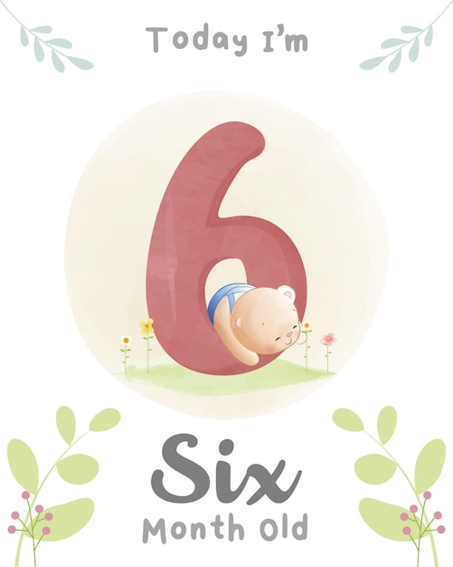 Lindo bebé oso Baby shower hito tarjetas 06 meses de edad