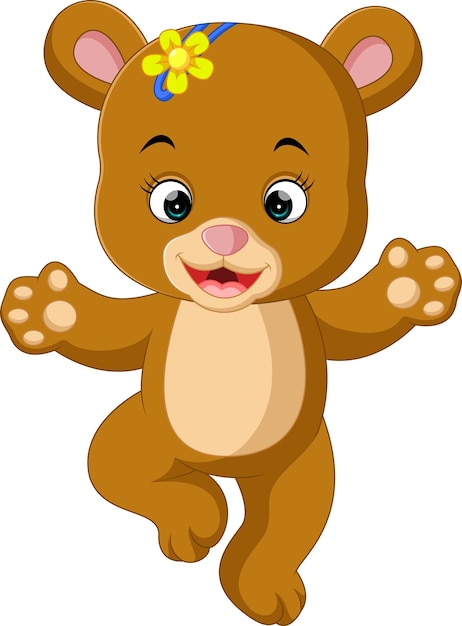 Lindo bebé oso bailando dibujos animados | Vector Premium