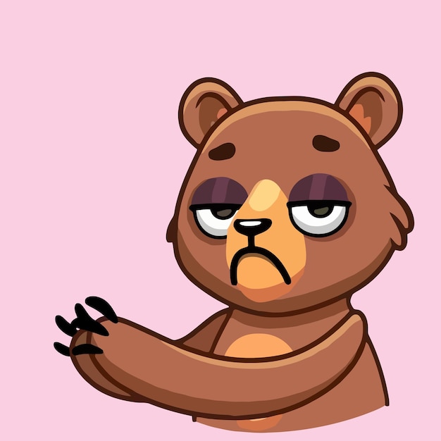 Lindo bebé oso de peluche disculpándose dibujos animados oso cara vector ilustración