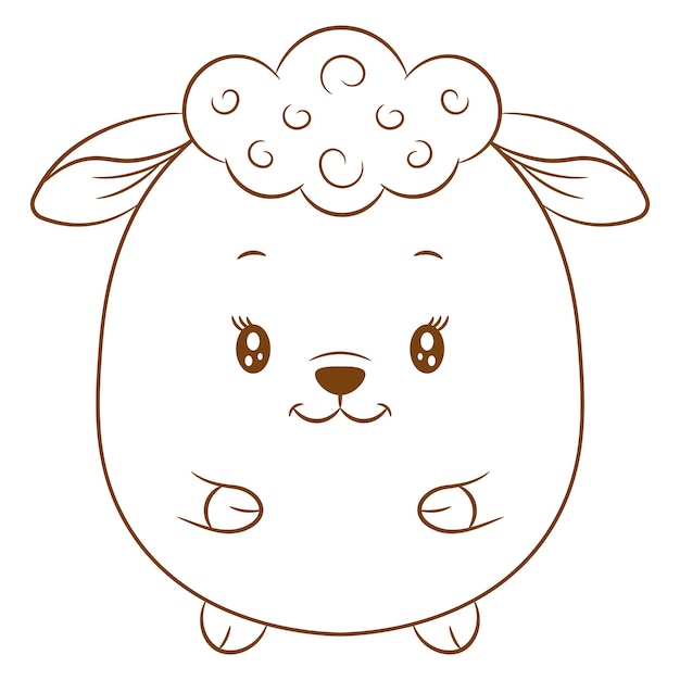 Lindo bebé oveja dibujo boceto para colorear