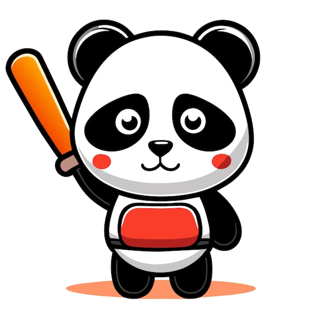 Lindo bebé panda dibujado a mano plano elegante pegatina de dibujos animados icono concepto ilustración aislada