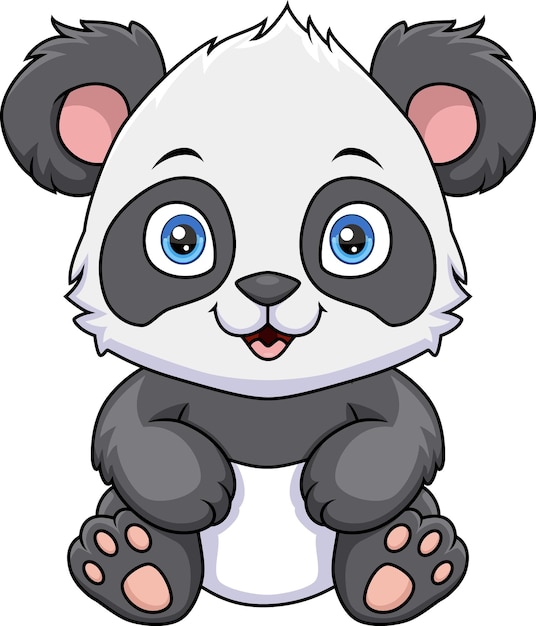 Lindo bebé panda de dibujos animados sobre fondo blanco