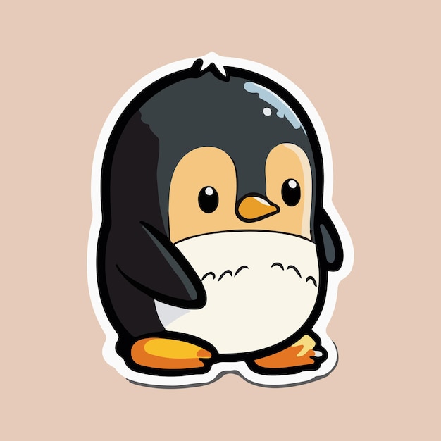 Lindo bebé pingüino amor y feliz expresión pegatina plana dibujos animados estilo vector ilustración