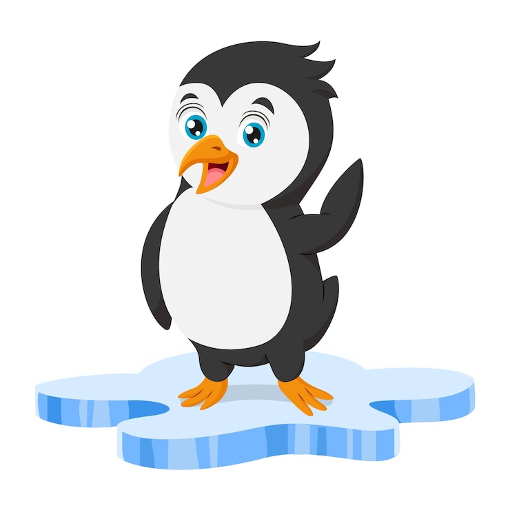Vector lindo bebé pingüino en témpano de hielo