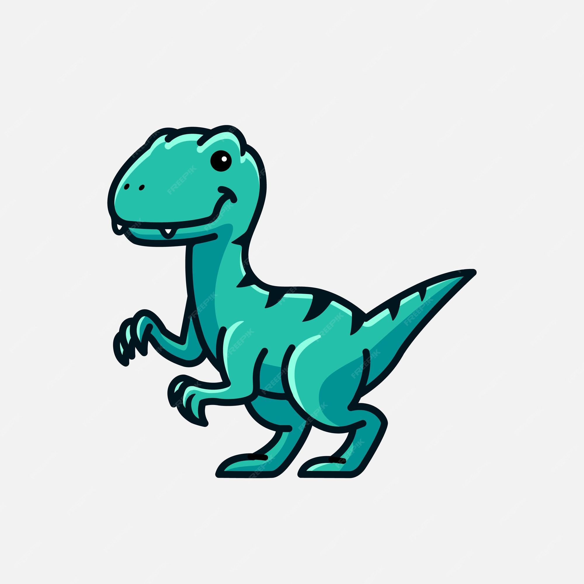 Lindo bebé raptor dibujos animados dinosaurio personaje ilustración aislado  | Vector Premium