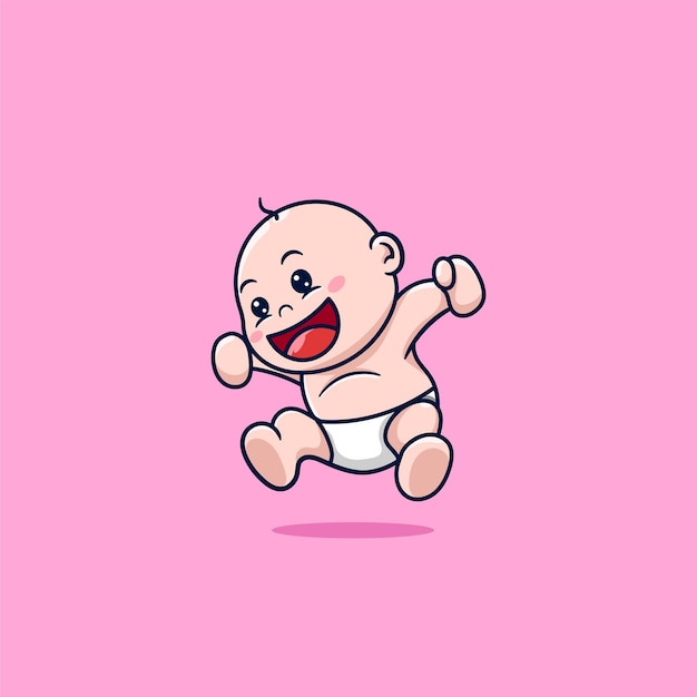 Vector lindo bebé saltando dibujos animados