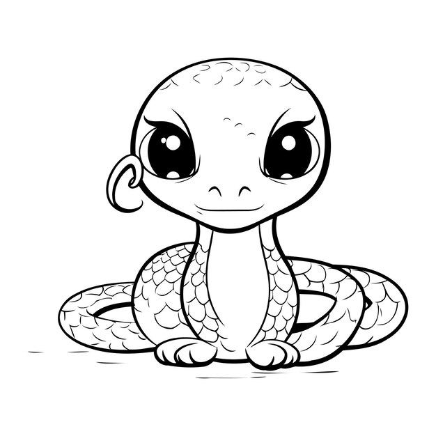 Vector lindo bebé serpiente dibujos animados vector ilustración libro para colorear para niños