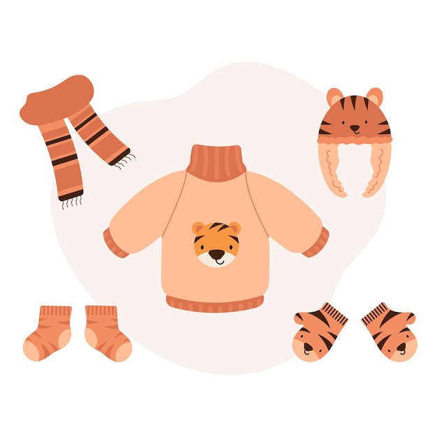 Lindo bebé tejido cálido otoño e invierno Accesorios con estampado de tigre