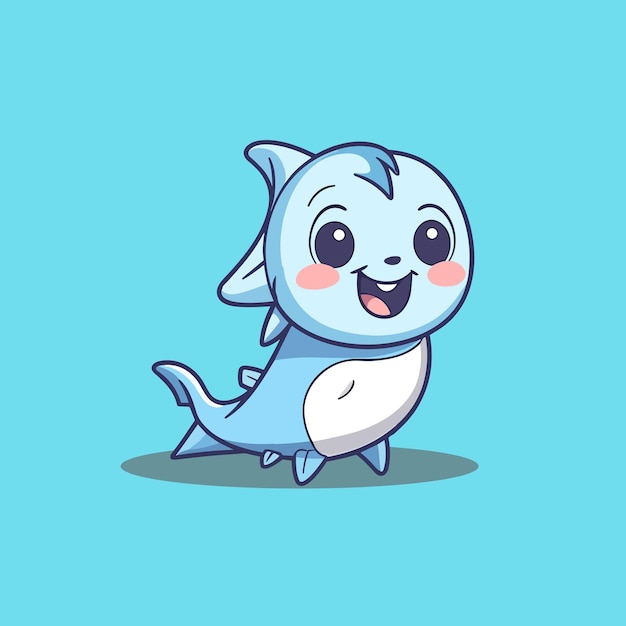 Vector lindo bebé tiburón en diseño de estilo de dibujos animados