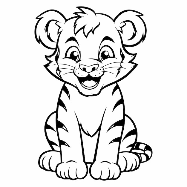 Lindo bebé tigre para colorear libro o página para colorear para niños vector clipart