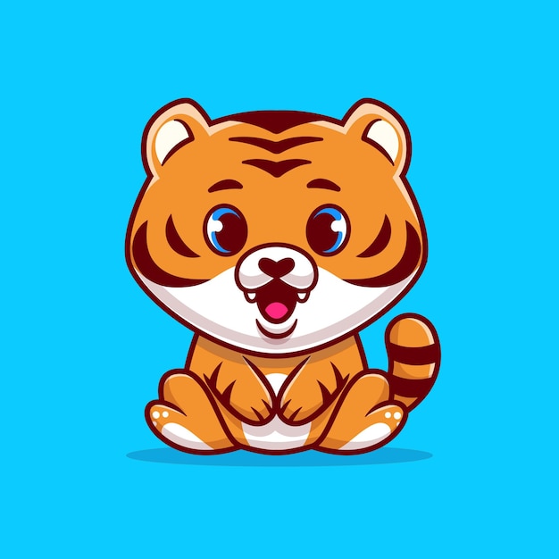 Vector lindo bebé tigre sentado ilustración de dibujos animados