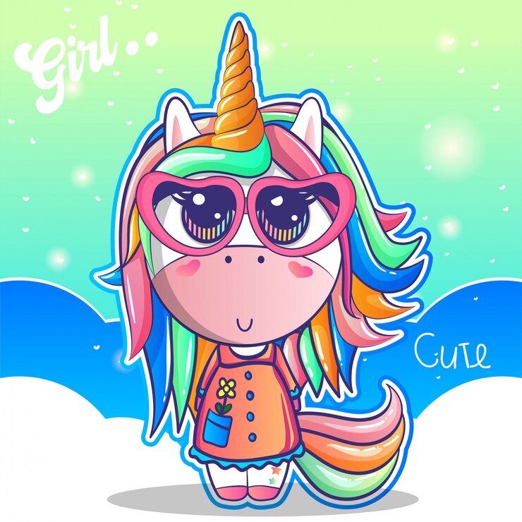 Vector lindo bebé unicornio con cámara
