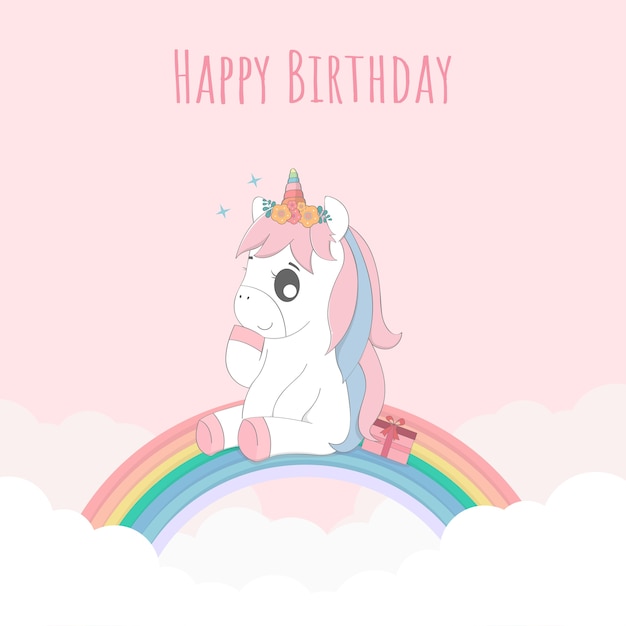 Lindo bebe unicornio feliz cumpleaños