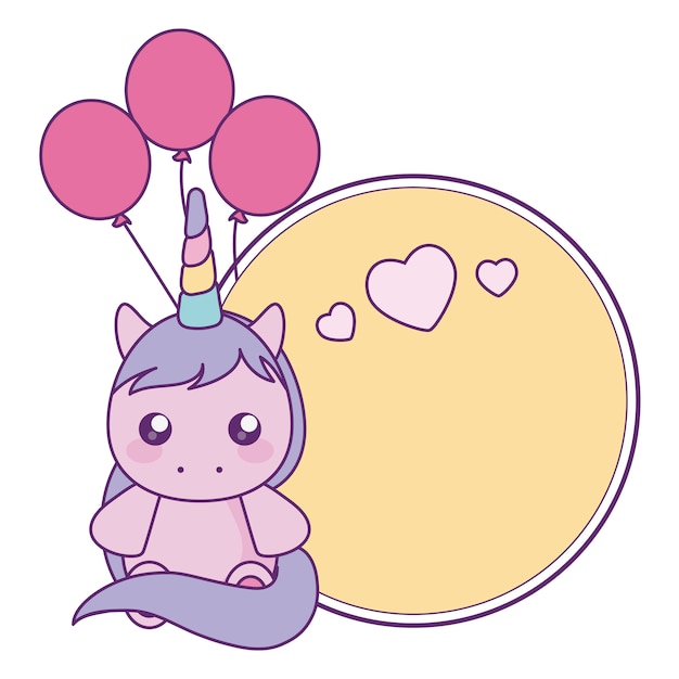 Lindo bebé unicornio con globos helio