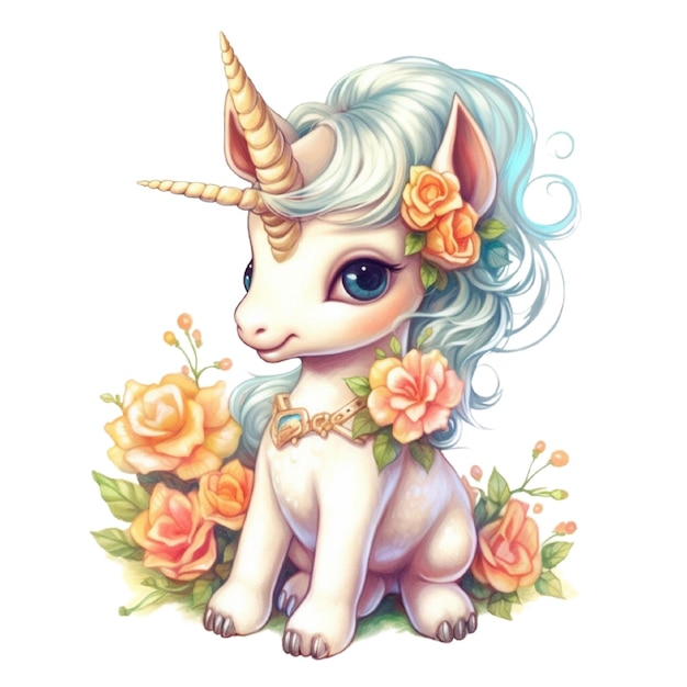 Vector un lindo bebé unicornio