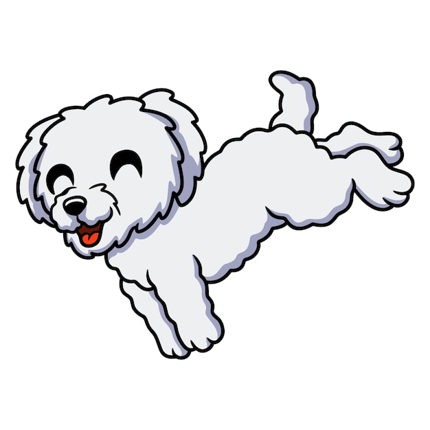 Lindo bichon frise dibujos animados saltando