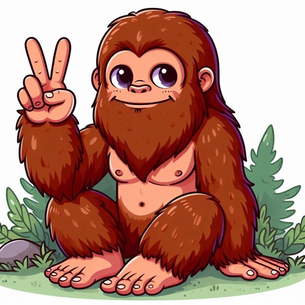 El lindo Bigfoot Vector Ilustración de dibujos animados