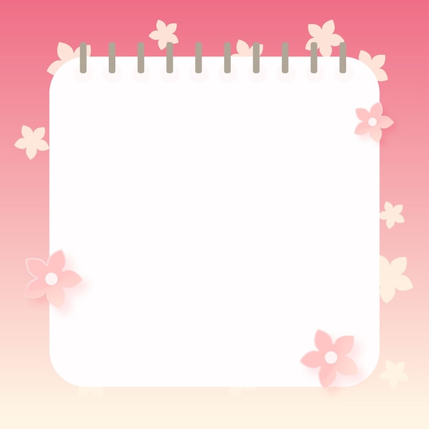 El lindo bloc de notas floral Kawaii rosa y el fondo de las redes sociales.