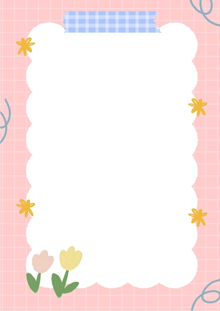 Lindo bloc de notas pastel con tulipanes y elementos decorativos