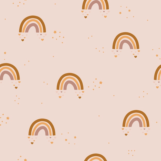 Lindo boho arco iris de patrones sin fisuras Impresión infantil creativa para envolver tela papel tapiz textil Vector papel digital