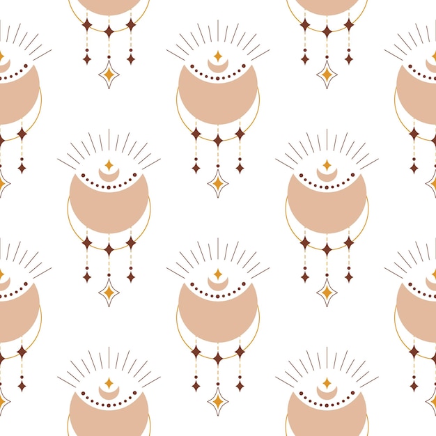 Vector lindo boho luna de patrones sin fisuras impresión infantil creativa para envolver tela papel tapiz textil vector papel digital