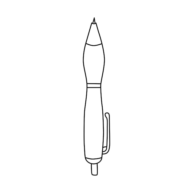 Vector lindo bolígrafo dibujado a mano en estilo doodle bolígrafo de tinta para dibujar y escribir de vuelta a la escuela suministros y papelería técnica para el estudio y el trabajo clipart vectorial aislado sobre fondo blanco