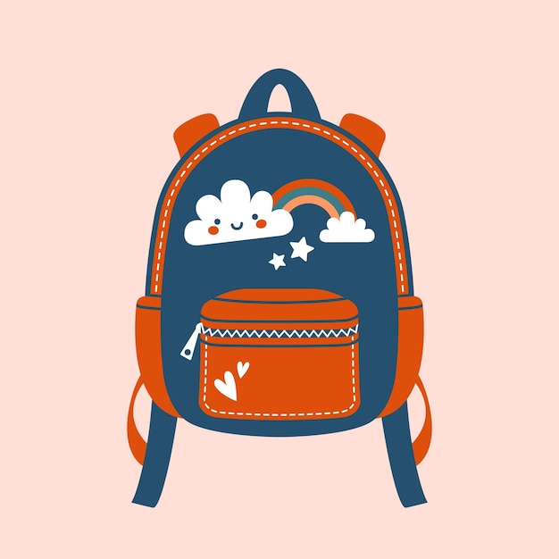 Lindo bolso de la escuela con alfileres kawaii nubes estrellas arco iris De vuelta a la escuela