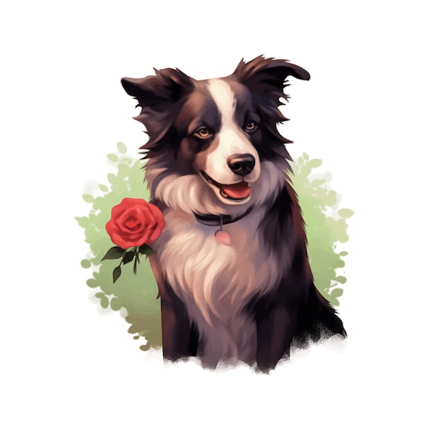 lindo border collie cachorro vector