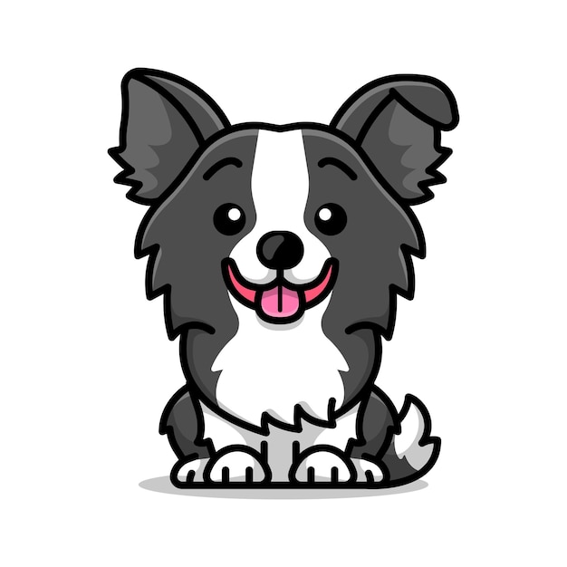 UN LINDO BORDER COLLIE ESTÁ SENTADO ILUSTRACIÓN DE DIBUJOS ANIMADOS