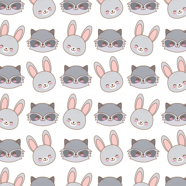 Lindo bosque animales personajes de patrones sin fisuras fondo de pantalla