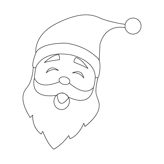 Lindo bostezo santa claus línea arte vector feliz navidad y feliz año nuevo - vector