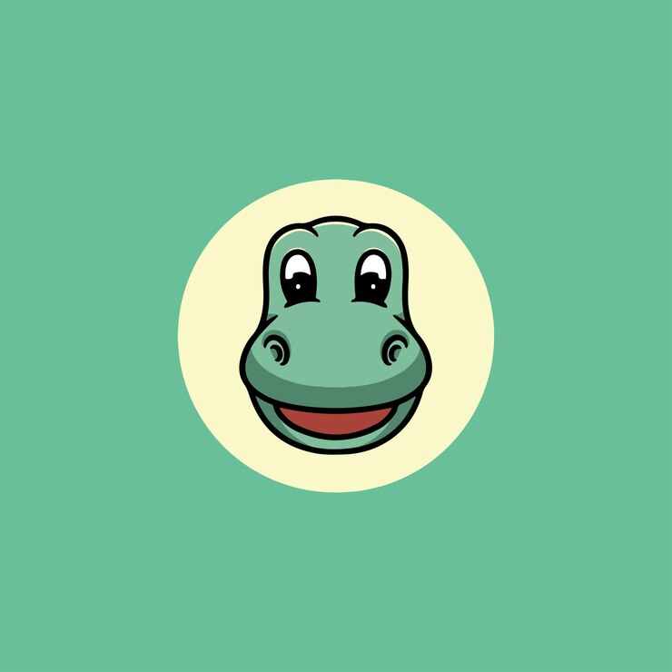 Lindo brontosaurio cara sonriente ilustración de dibujos animados