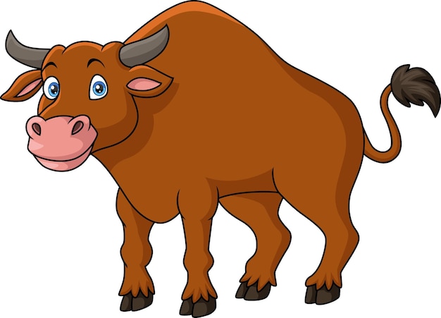 lindo, búfalo, caricatura, blanco, plano de fondo