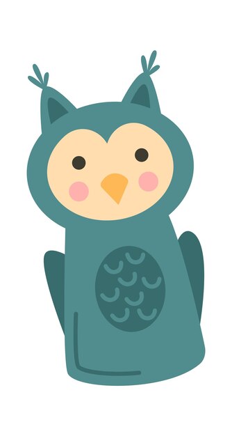 Lindo búho marionetas icono plano juguetes de peluche