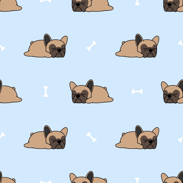 Lindo bulldog francés cachorro durmiendo de patrones sin fisuras